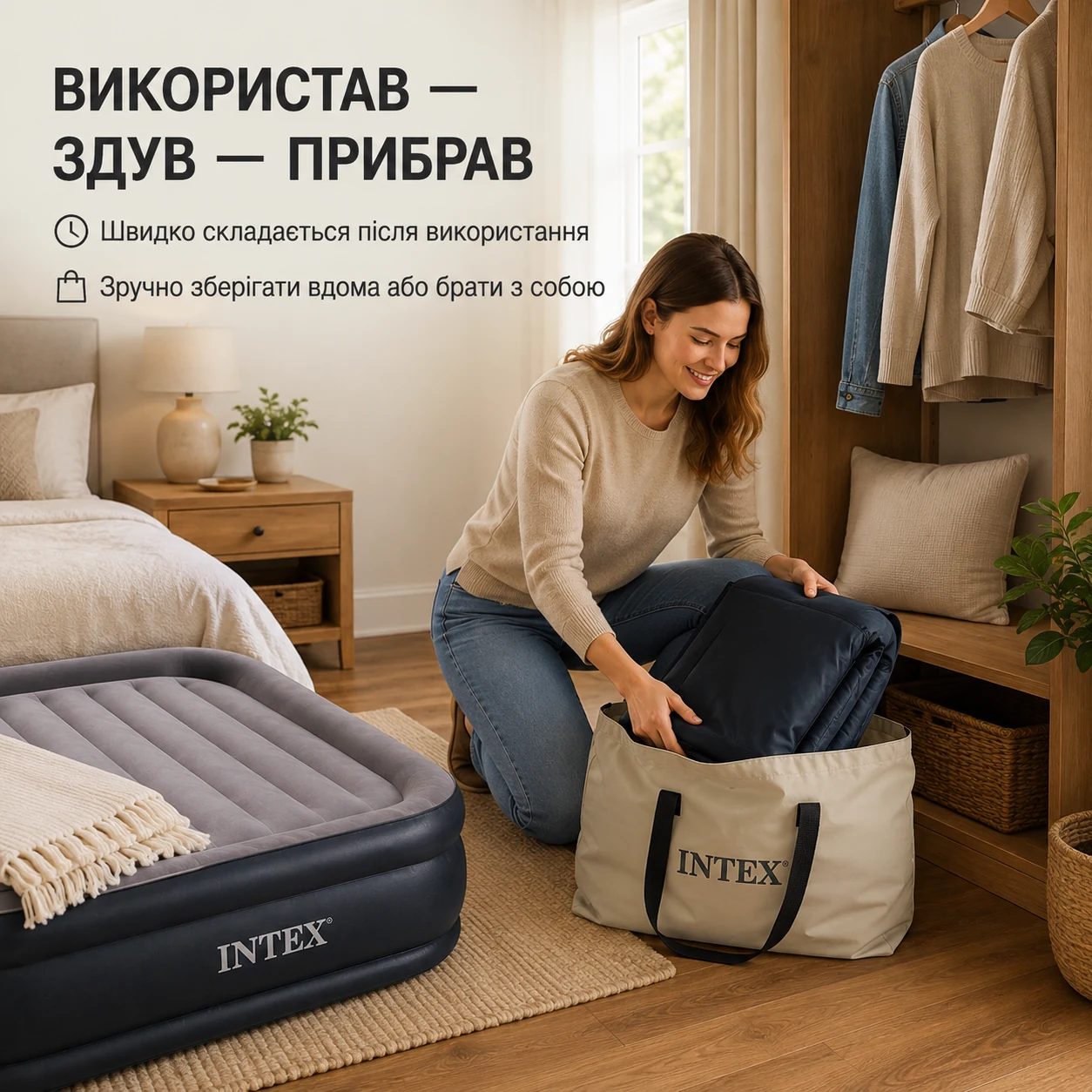 Компактне зберігання ліжка Intex у сумці